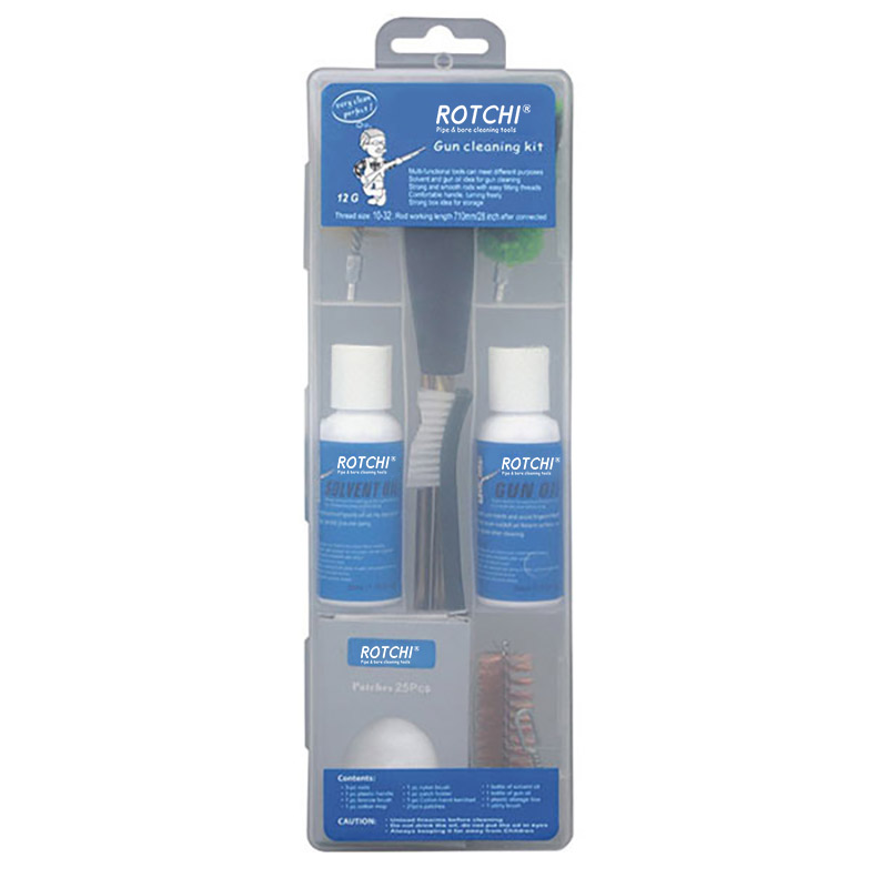 طقم تنظيف مسدس أيرغون ذو صندوق شفاف مع زجاجة زيت